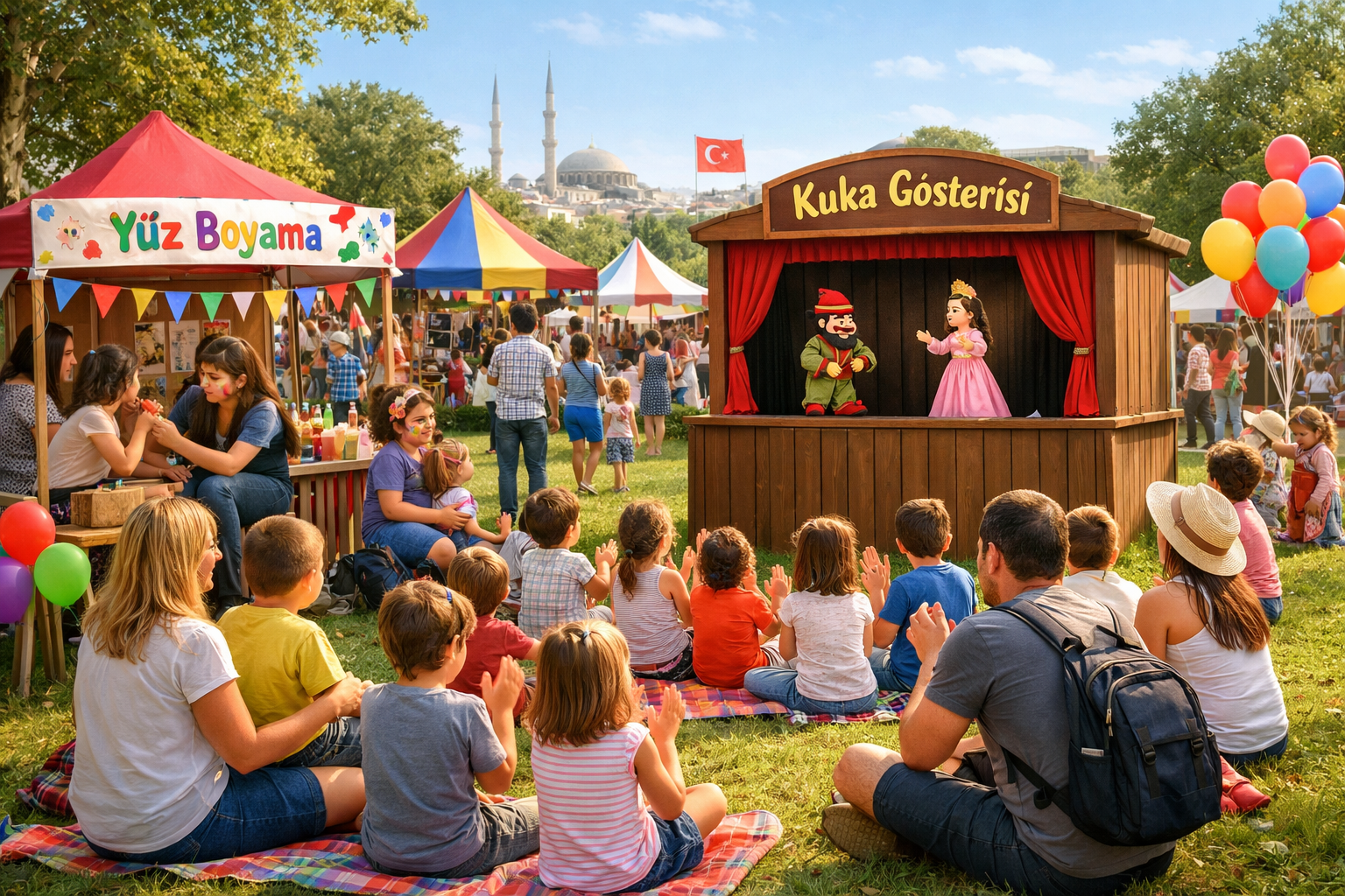 Aile ve cocuk etkinligi parkta